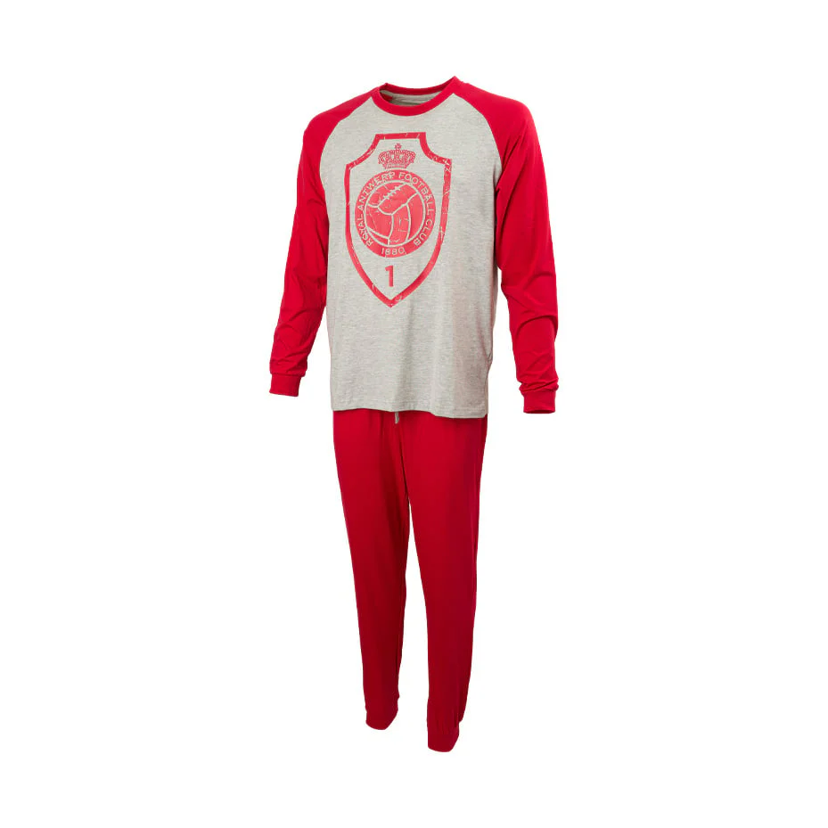 Royal Antwerp Pyjama rood-grijs met logo - Image 4